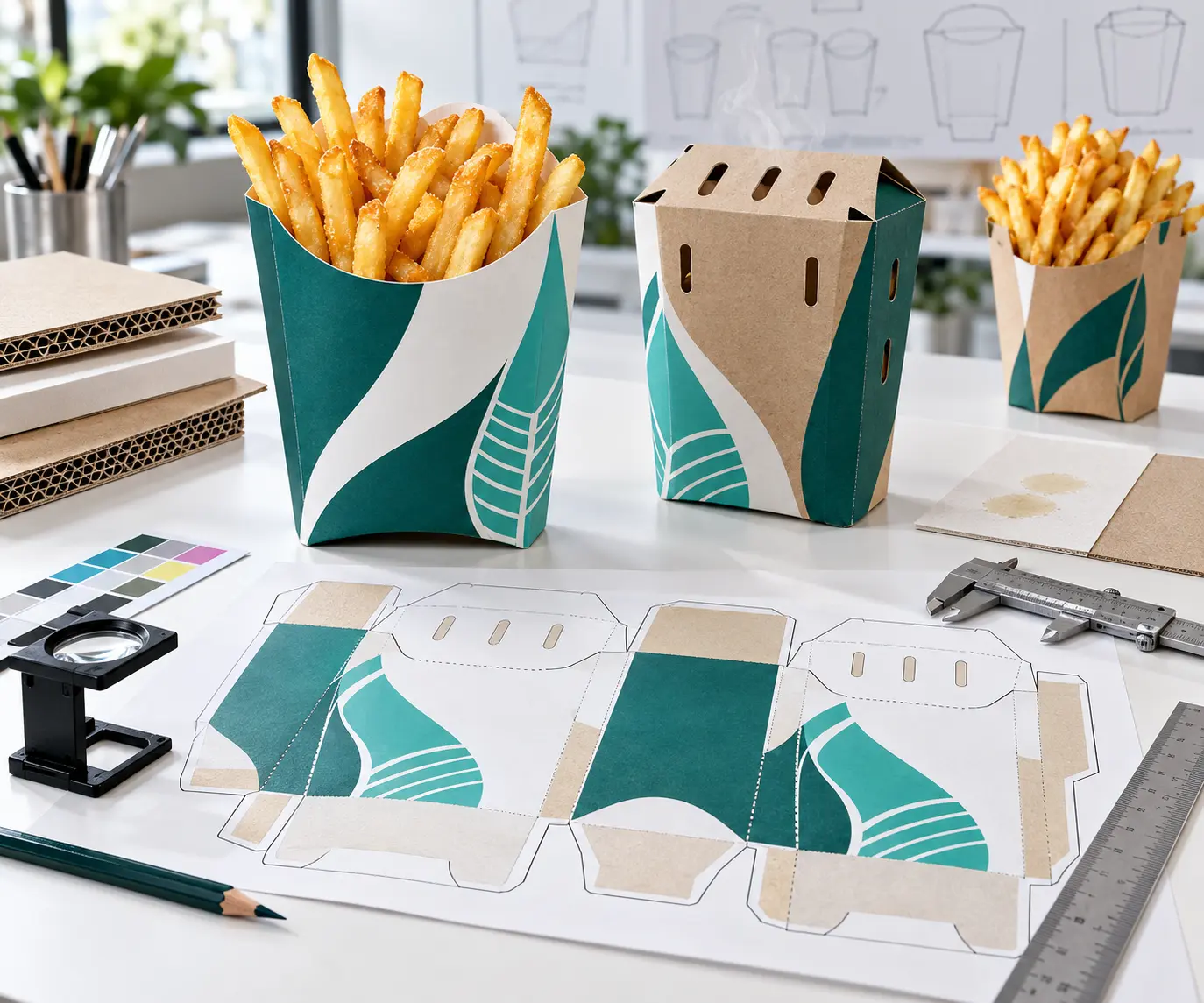 جعبه سیب زمینی Fry Box با طراحی تهویه، کنترل بخار و بسته بندی فست فود بیرون بر